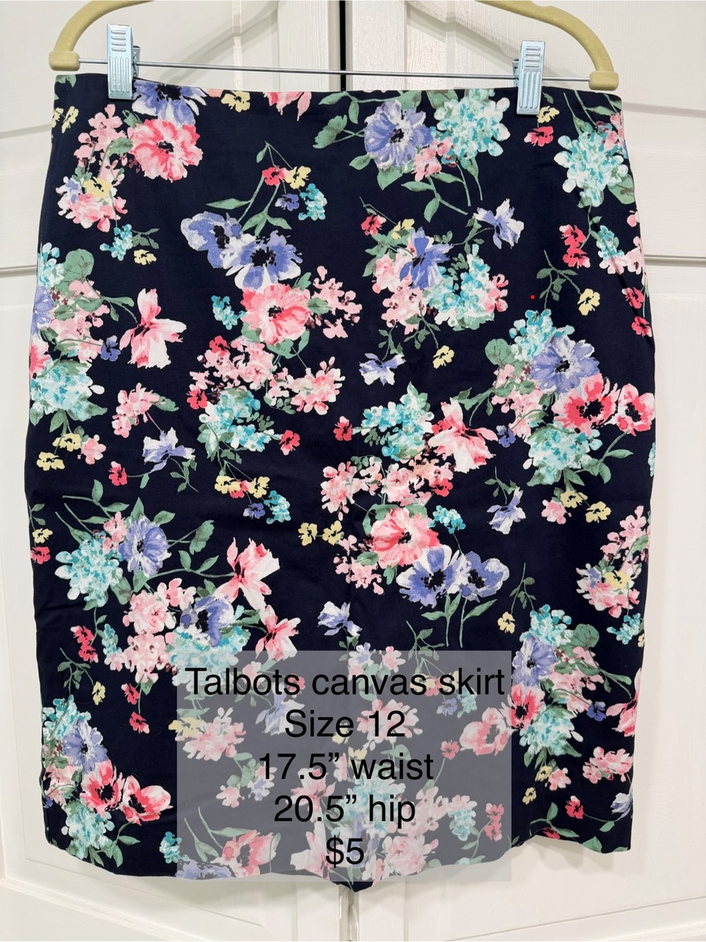 Talbots Navy Floral Pencil Skirt